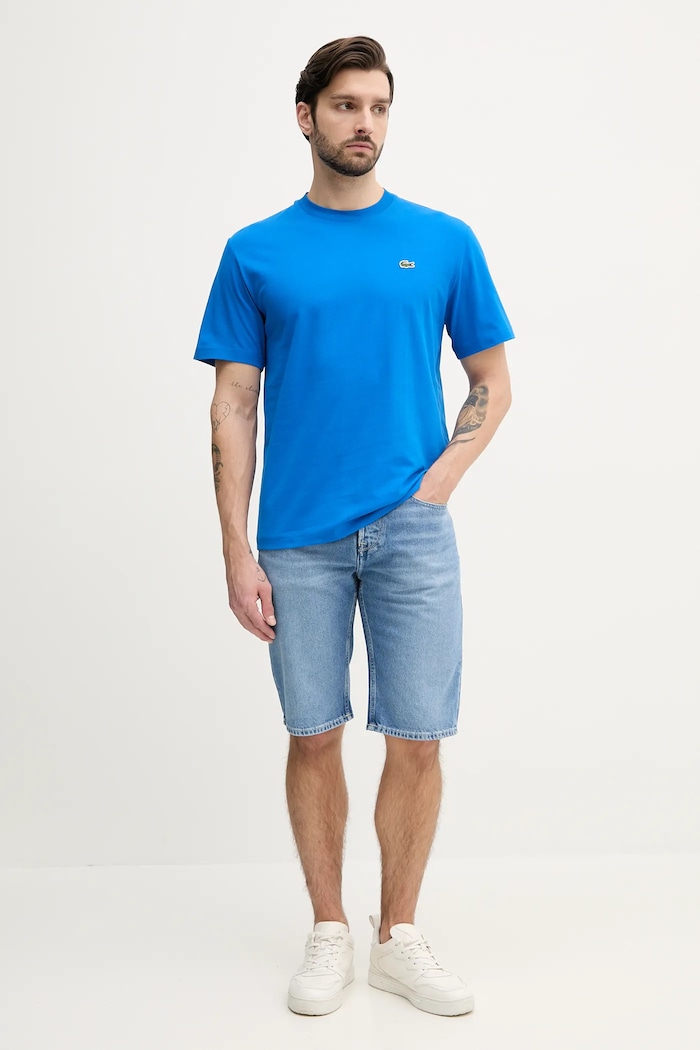 Lacoste basic tričko pánske bavlnené TH7318 modrá SS26