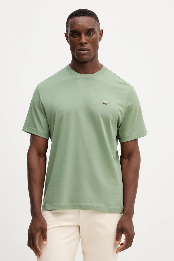 Lacoste T-shirt basic męski bawełniany zielony TH7318
