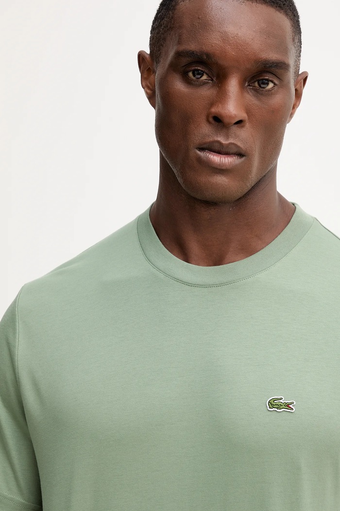 Lacoste T-shirt basic męski bawełniany zielony TH7318