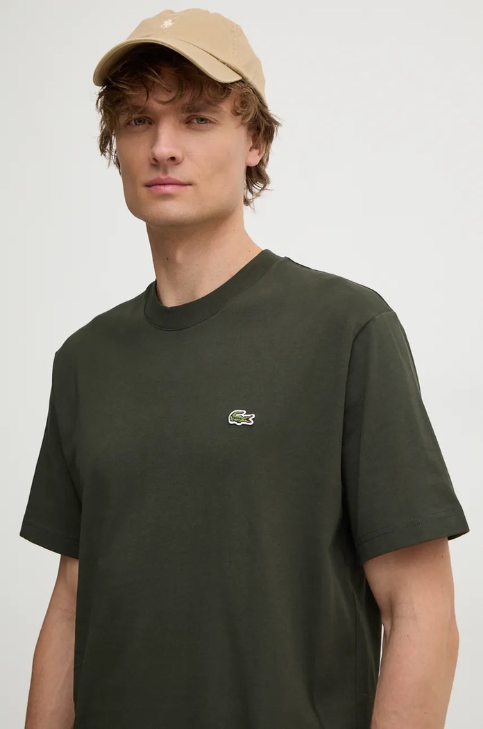 Lacoste basic tričko pánské bavlněné hladký zelená TH7318