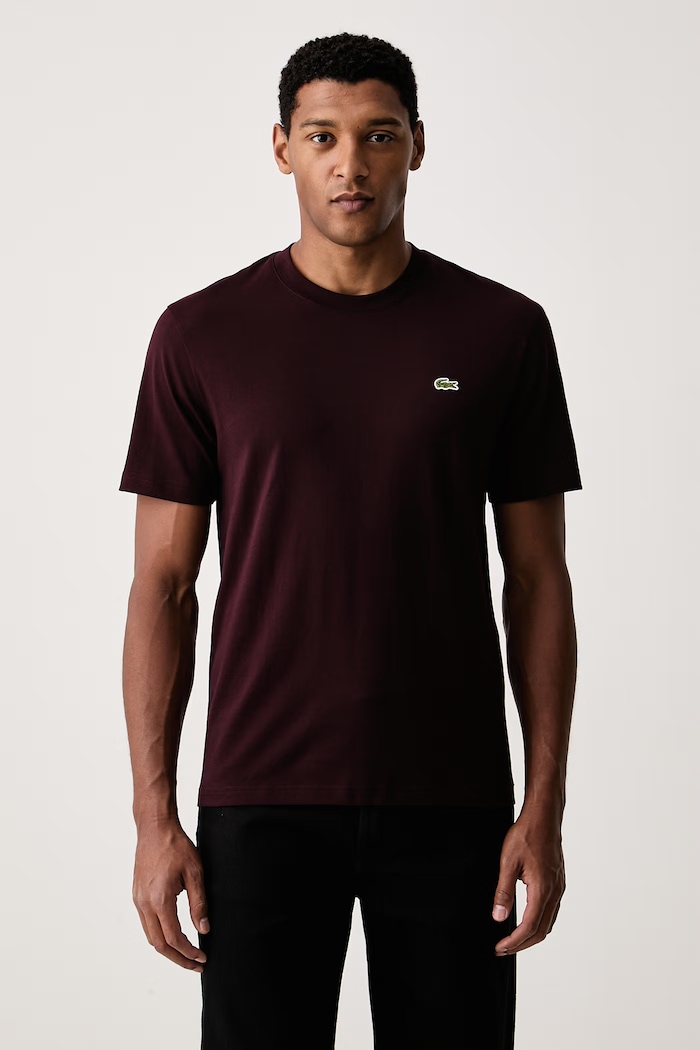 Lacoste basic tričko pánske bavlnené burgundské TH7318