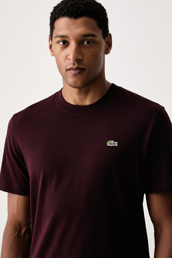 Lacoste basic tričko pánske bavlnené burgundské TH7318