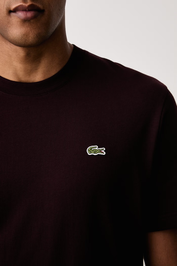 Lacoste basic tričko pánske bavlnené TH7318 burgundské