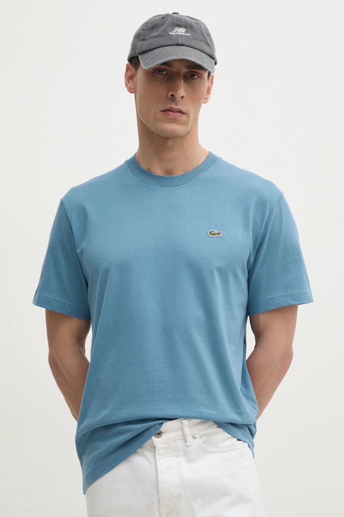 Lacoste tricou basic bărbătesc din bumbac uni albastru TH7318