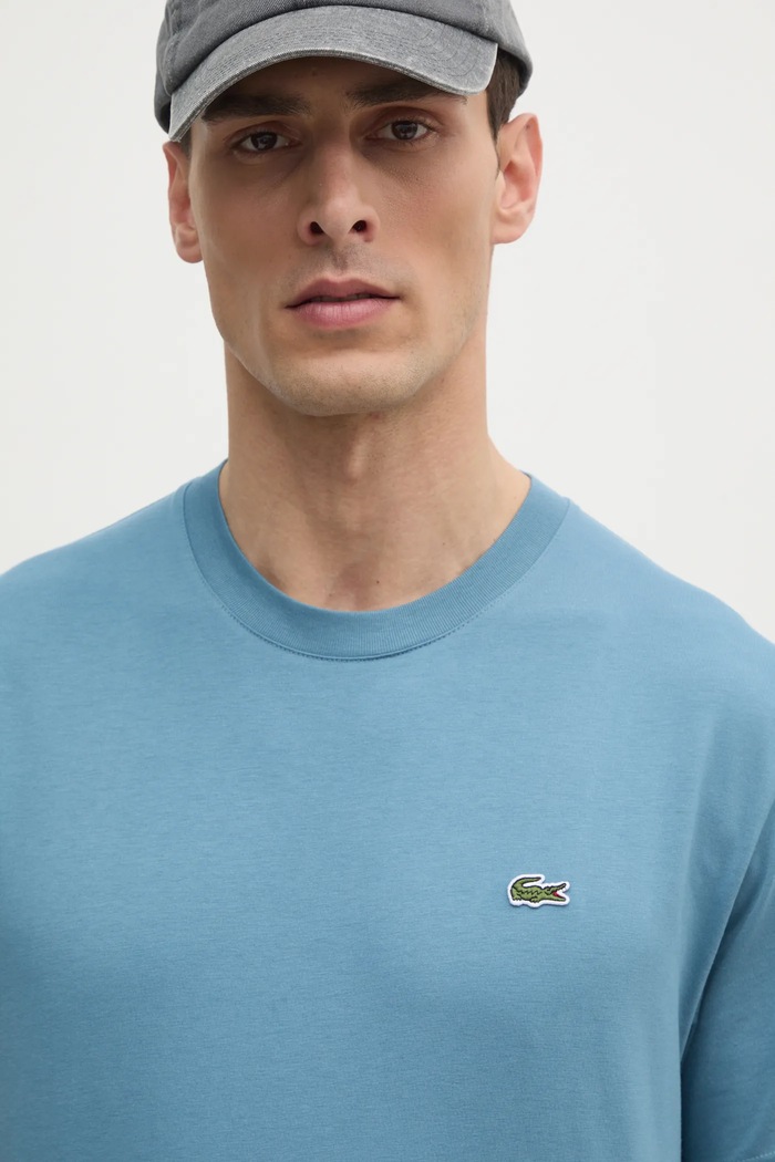 Lacoste tricou basic bărbătesc din bumbac albastru TH7318