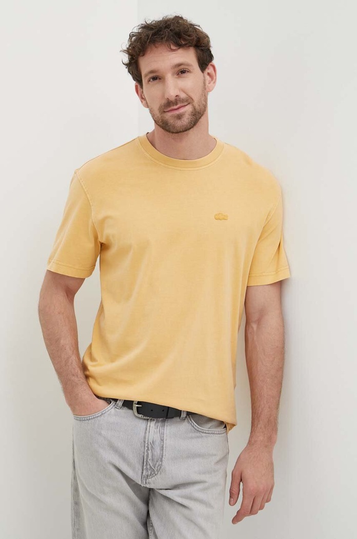 Bavlněné tričko Lacoste hladký oranžová TH8312