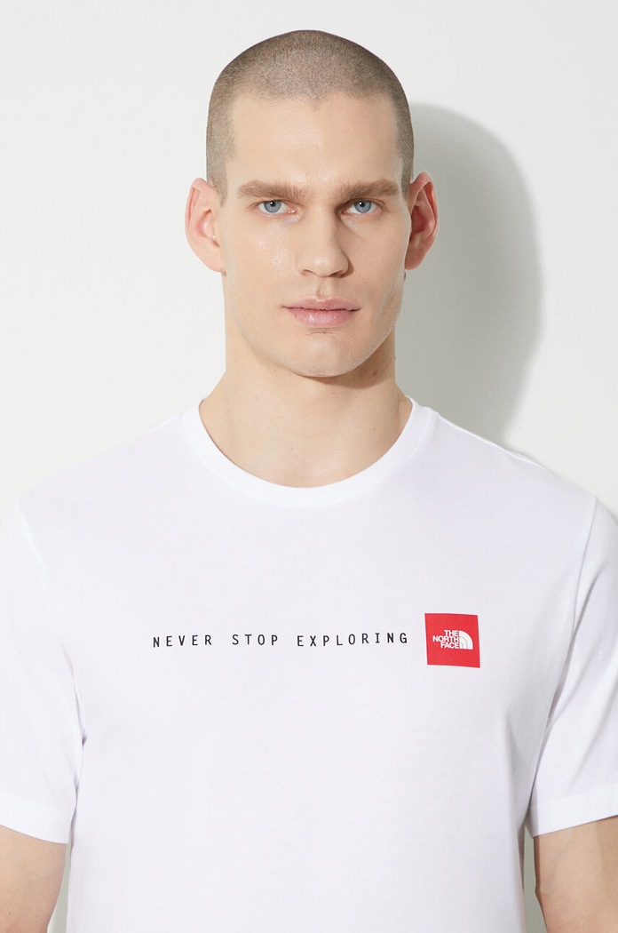 The North Face t-shirt in cotone M S/S Never Stop Exploring Tee NF0A87NSFN41 bianco