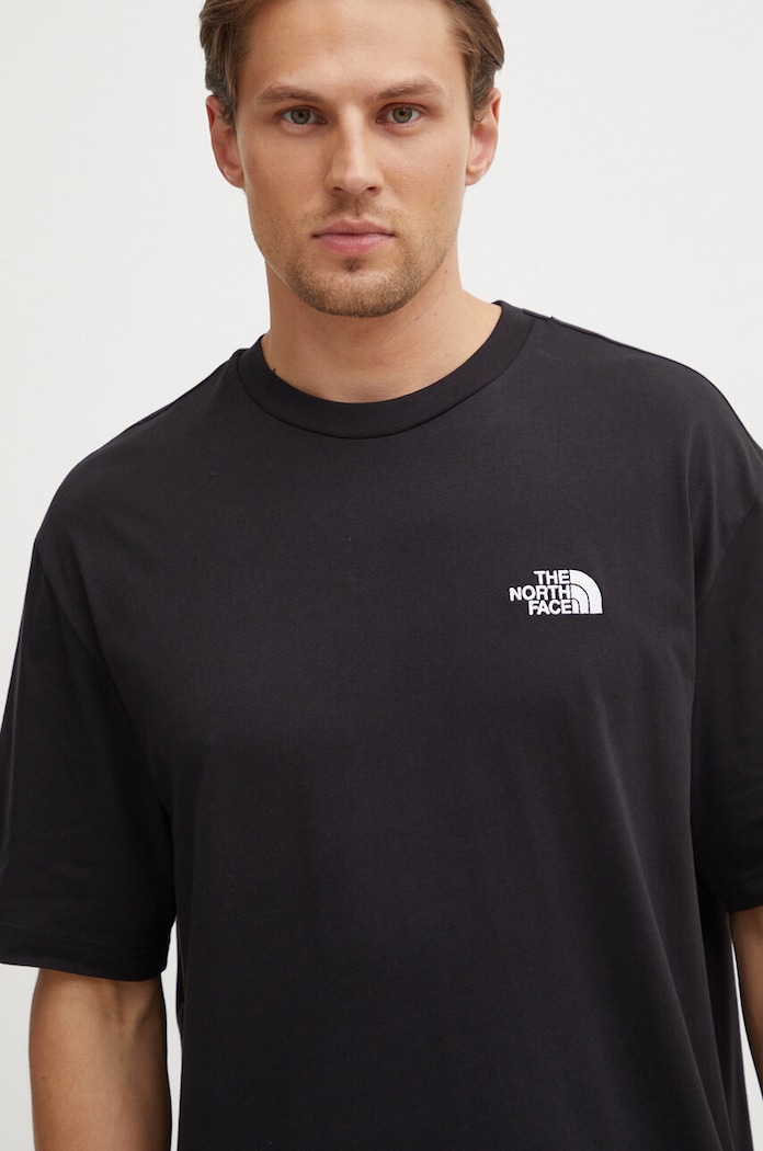 Памучна тениска The North Face M S/S Essential Oversize Tee черен NF0A87NRJK31
