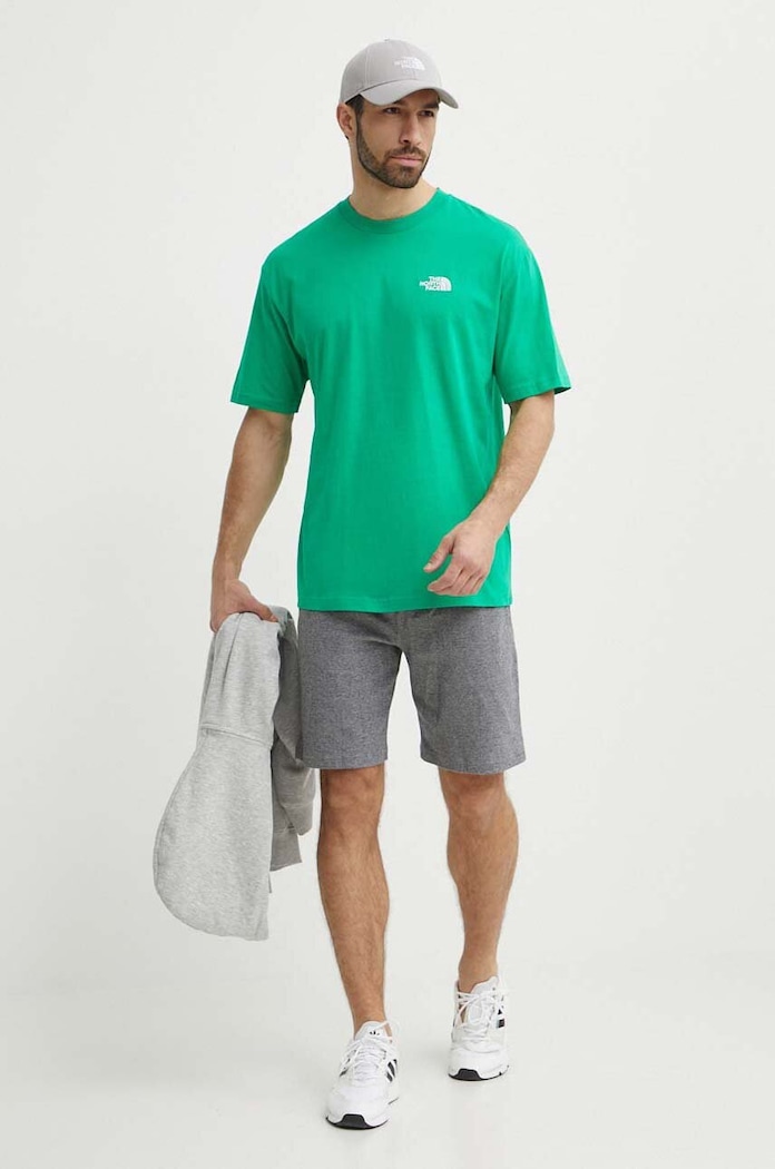 Bombažna kratka majica The North Face Essential NF0A87NRPO81 zelena SS24