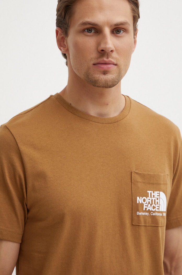 Bavlněné tričko The North Face M Berkeley California Pocket S/S Tee hnědá NF0A87U21731