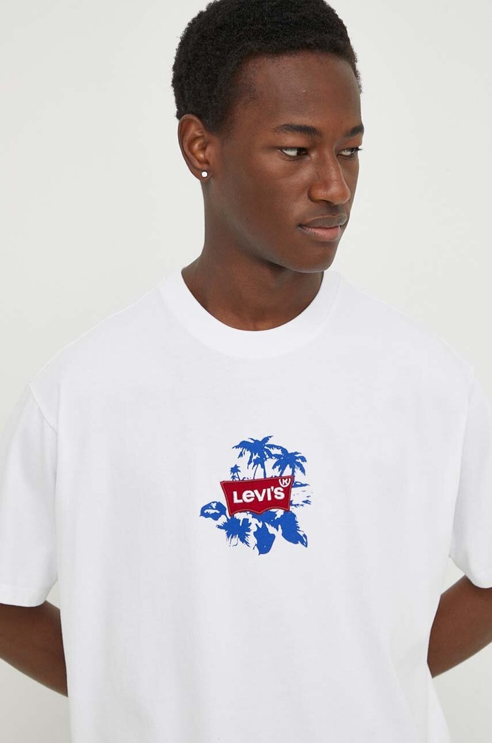 Bavlnené tričko Levi's relaxed biela 0008C