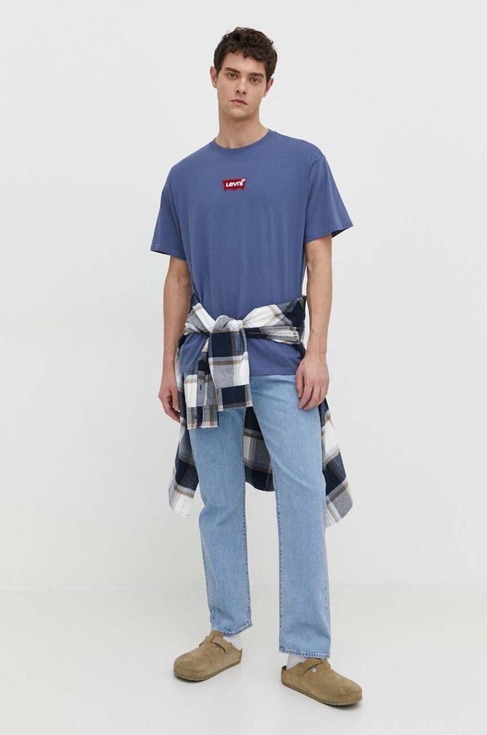 Bavlnené tričko Levi's 0008C modrá AA00