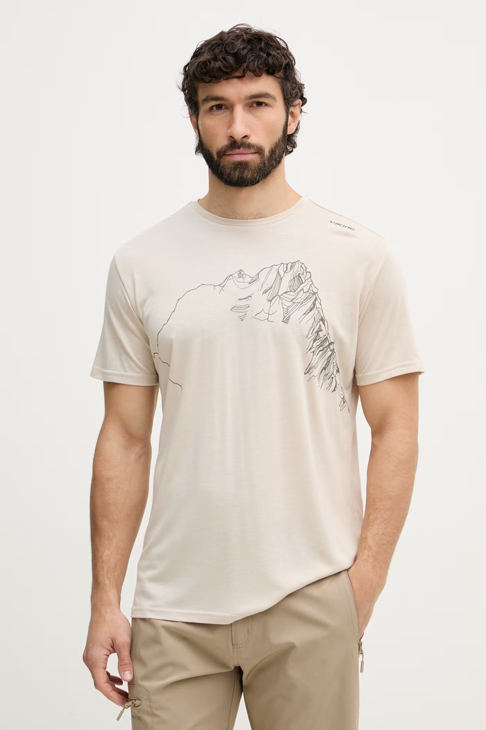 Viking T-shirt sportowy męski z wiskozą Morain beżowy 500.26.7112