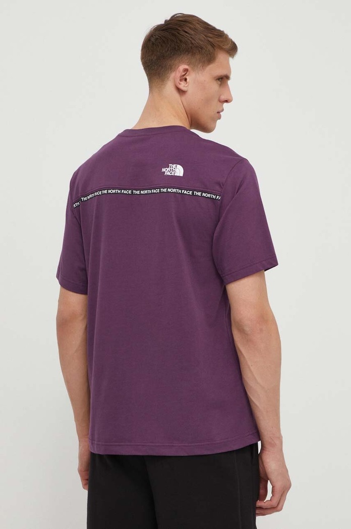 Βαμβακερό μπλουζάκι The North Face μωβ NF0A87DDV6V1