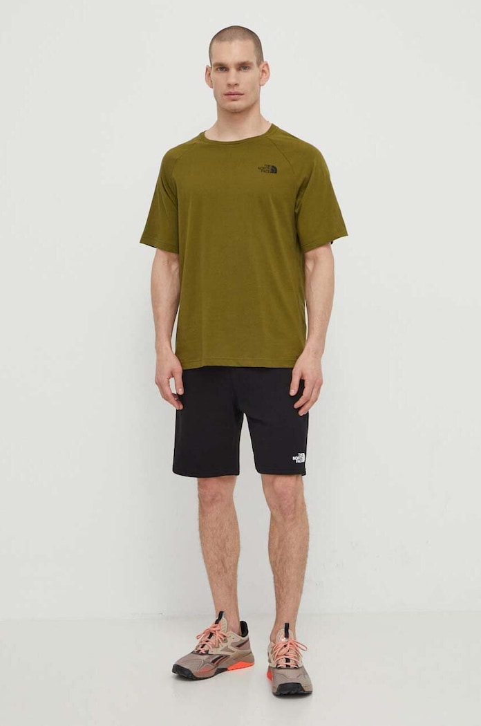 The North Face t-shirt bawełniany nadruk zielony NF0A87NUPIB1