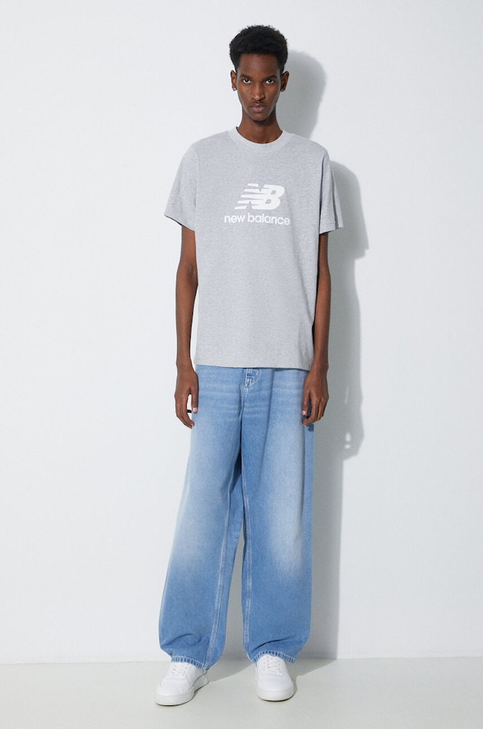 New Balance cotton t-shirt Essentials Cotton MT41502AG gray SS24