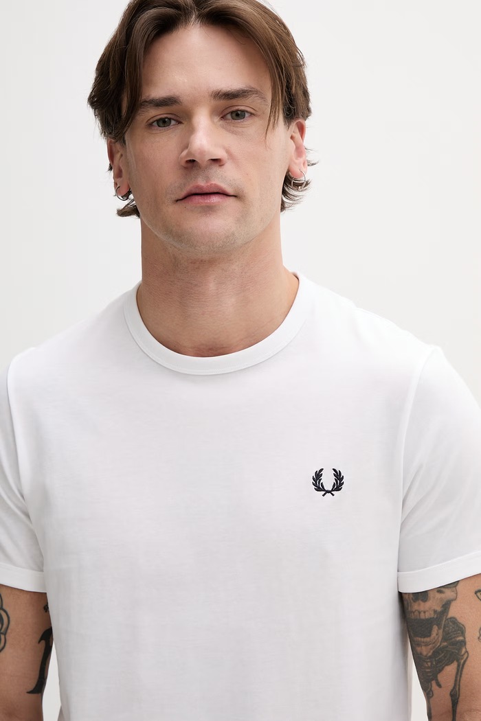 Fred Perry t-shirt bawełniany Ringer T-Shirt biały M3519.100