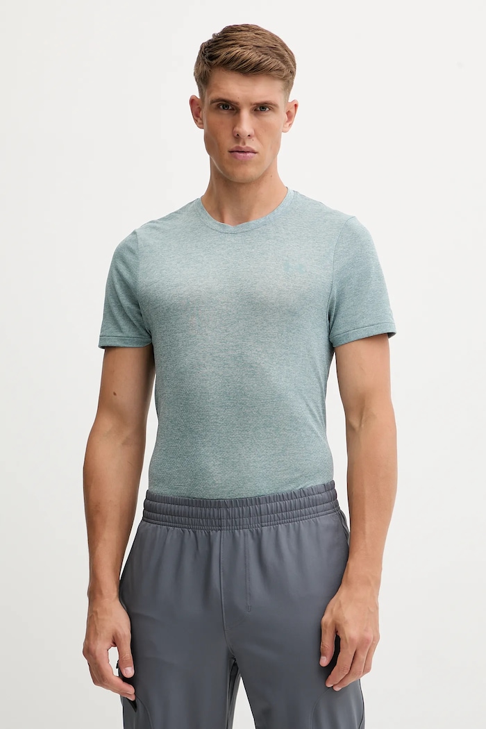 Under Armour t-shirt do biegania Seamless Stride turkusowy 1375692