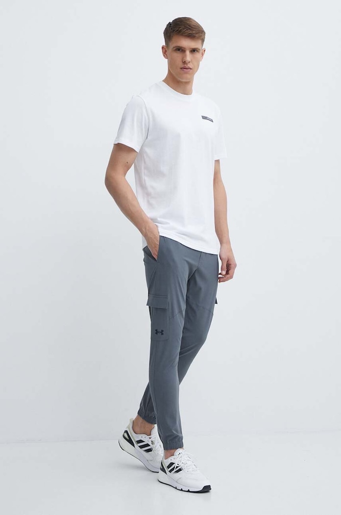 Under Armour osnovna kratka majica moška z bombažem HW ARMOUR LABEL 1382831 bela SS26