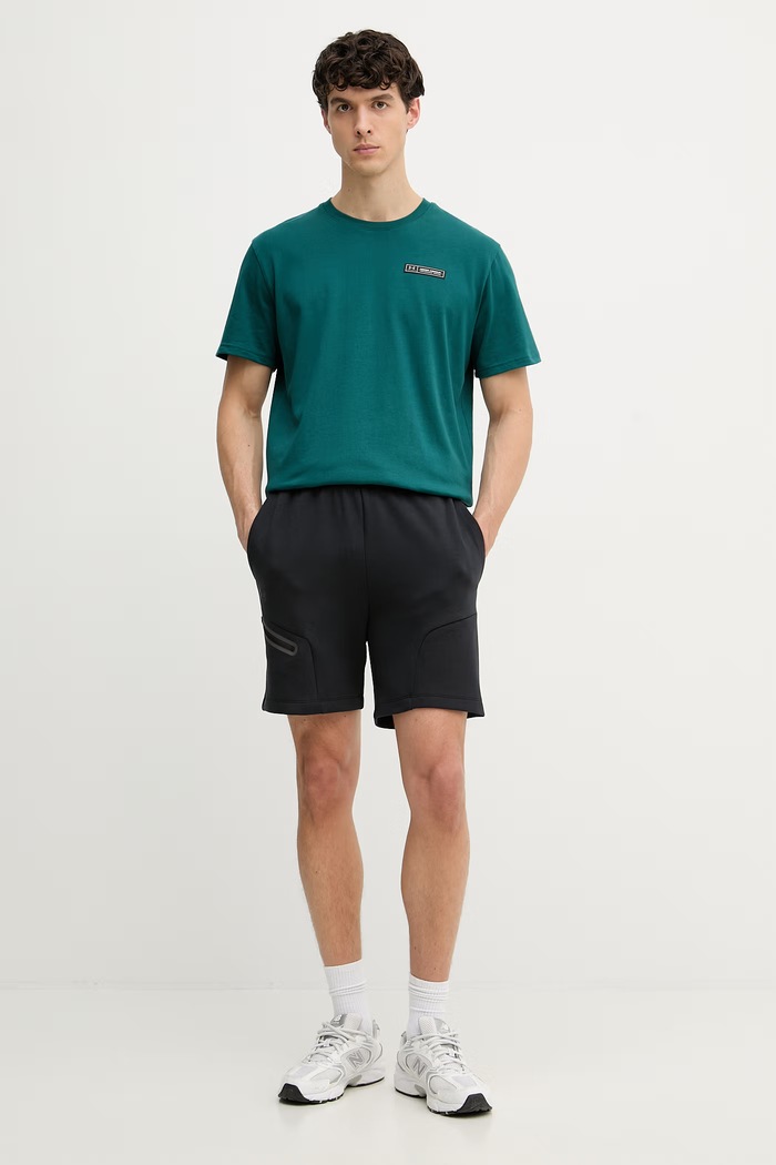 Under Armour basic t-shirt ανδρικό με βαμβάκι HW ARMOUR LABEL 1382831 πράσινο SS26
