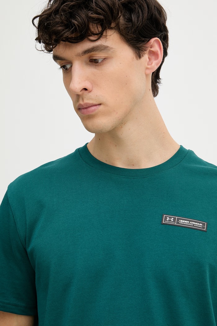 Under Armour basic t-shirt ανδρικό με βαμβάκι HW ARMOUR LABEL πράσινο 1382831