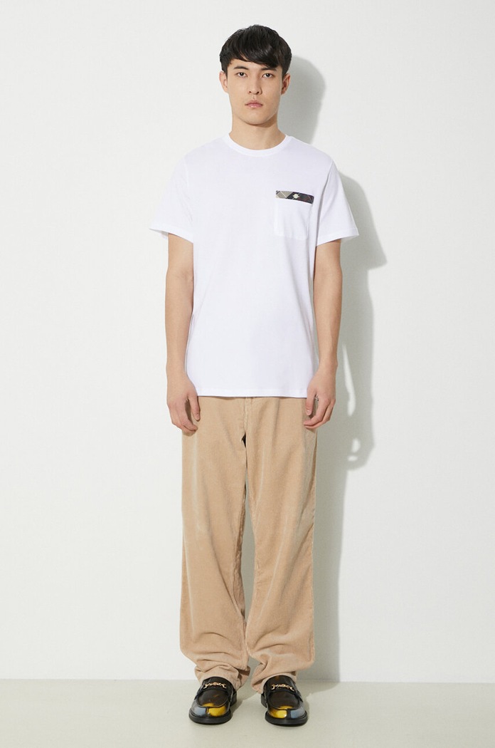 Bavlněné tričko Barbour Durness Pocket Tee MTS0682 bílá SS24