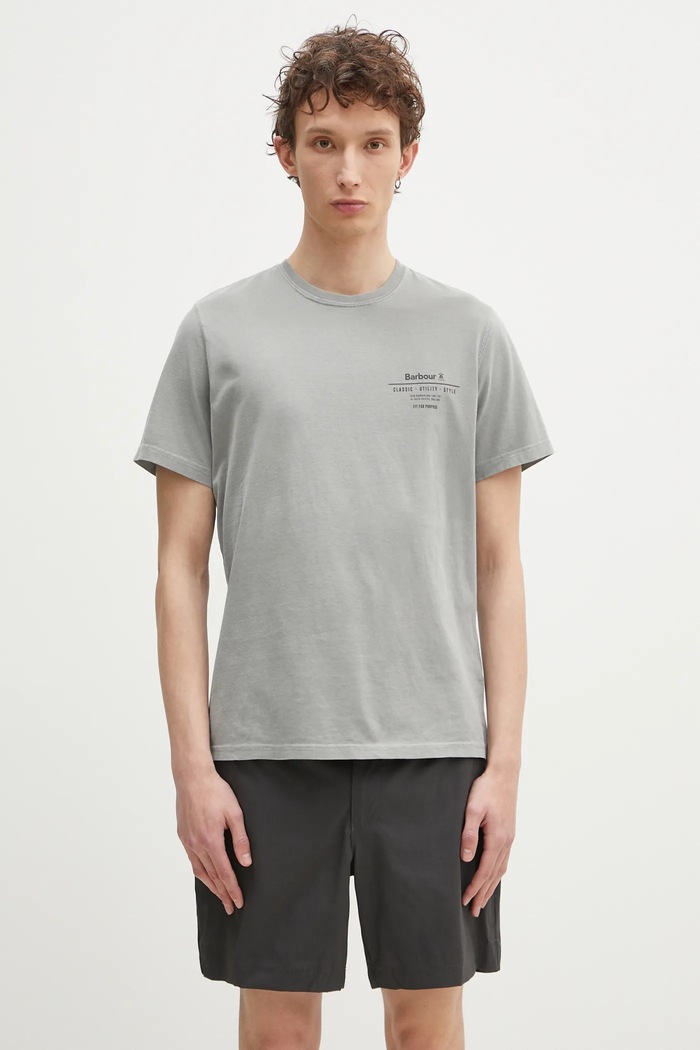 Bavlněné tričko Barbour Hickling Tee šedá MTS1269