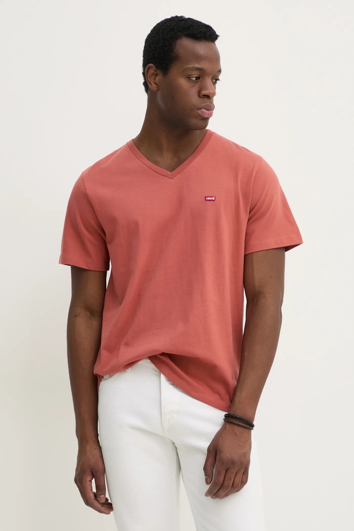 Памучна тениска Levi's оранжев 85641