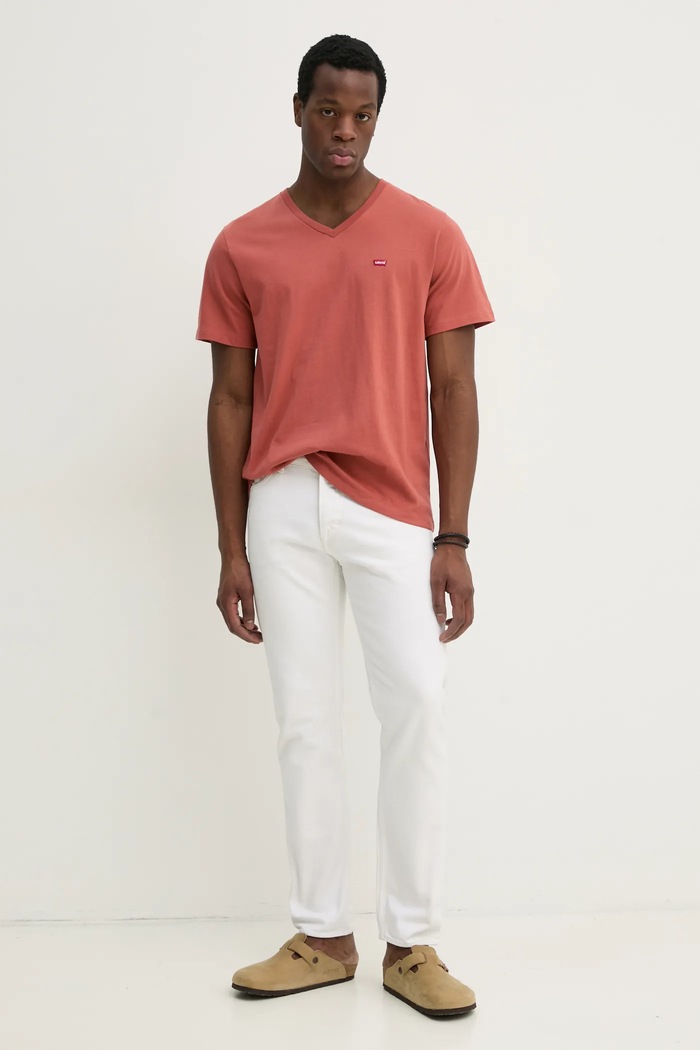 Памучна тениска Levi's 85641 оранжев SS25