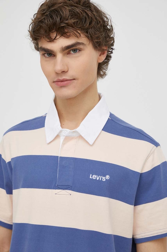 Βαμβακερό μπλουζάκι πόλο Levi's βαμβάκι μωβ A5798