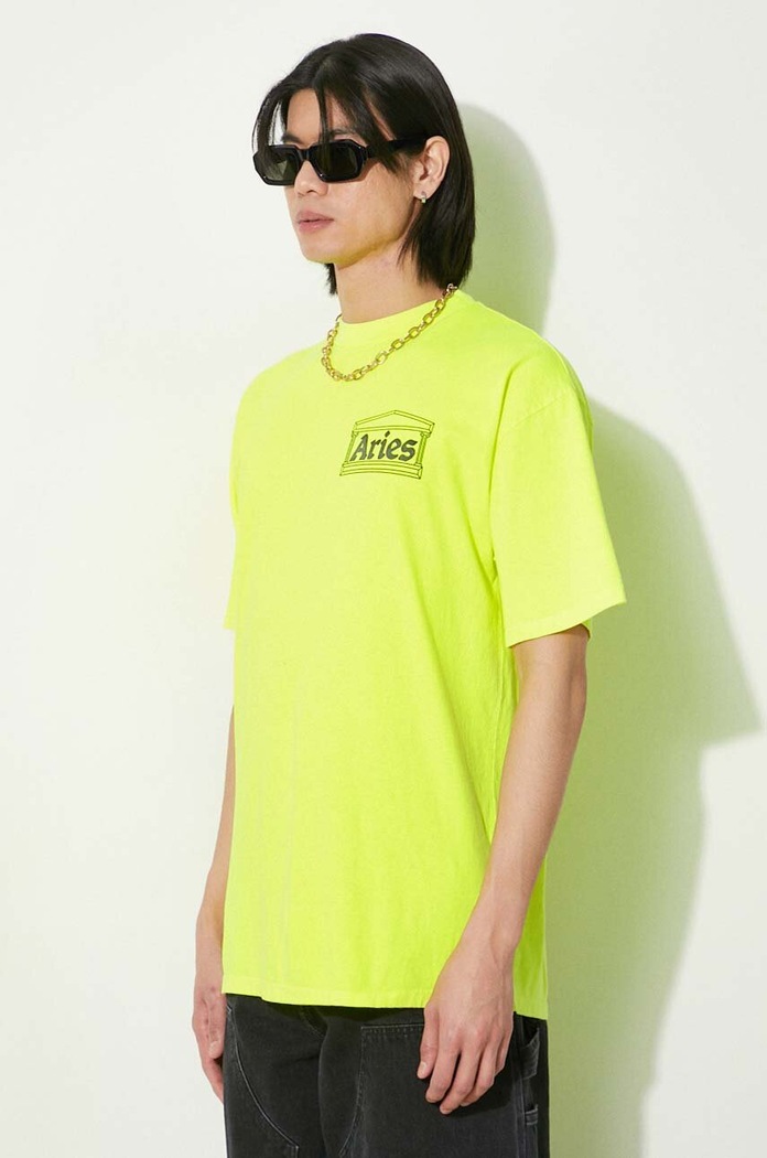 Aries pamut póló Fluoro Temple SS Tee sárga SUAR60000X
