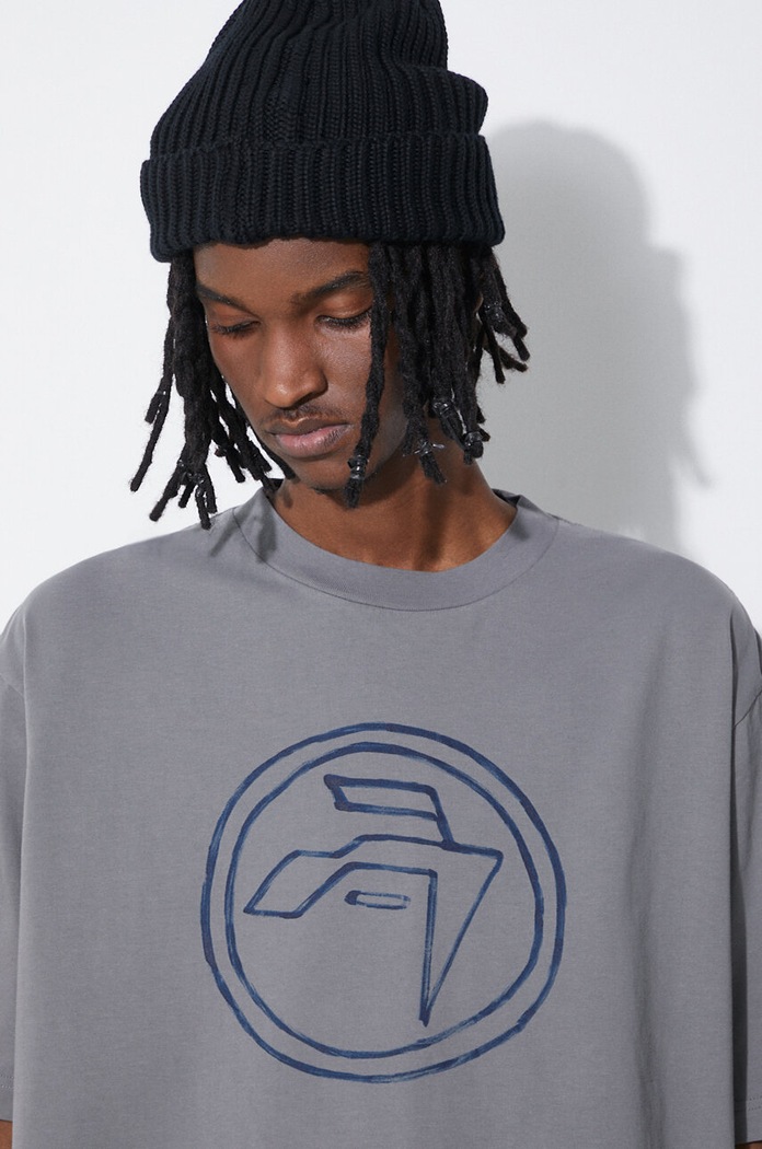 AMBUSH t-shirt bawełniany Hand Drawn Emblem nadruk szary BMAA007S24JER0010945