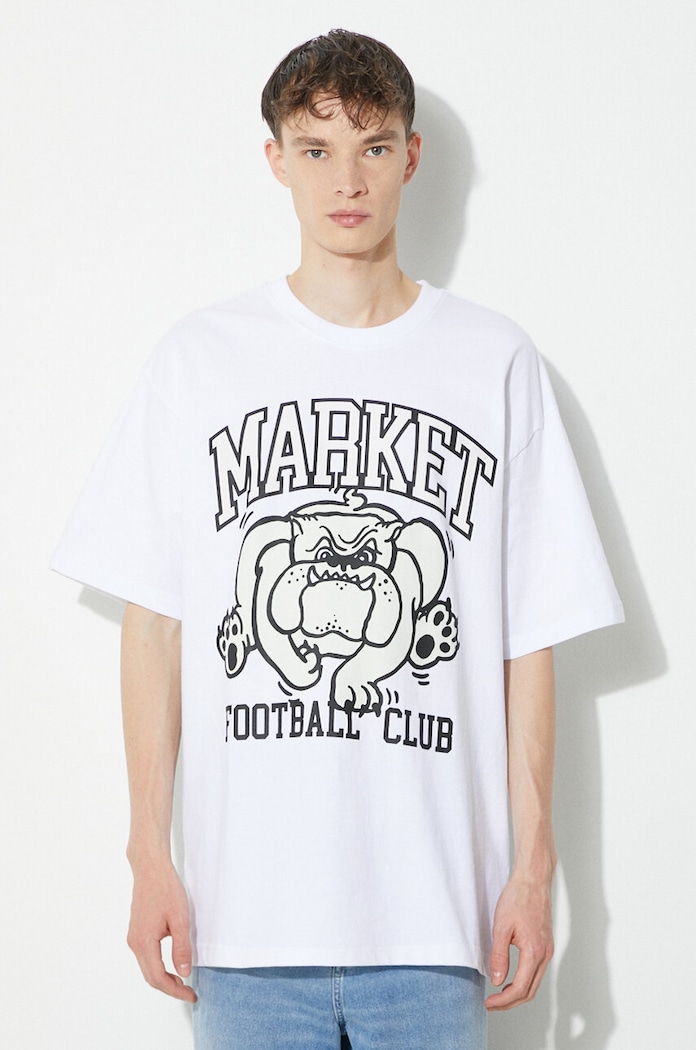 Βαμβακερό μπλουζάκι Market Offensive Line Uv T-Shirt κανονικό λευκό 399001776
