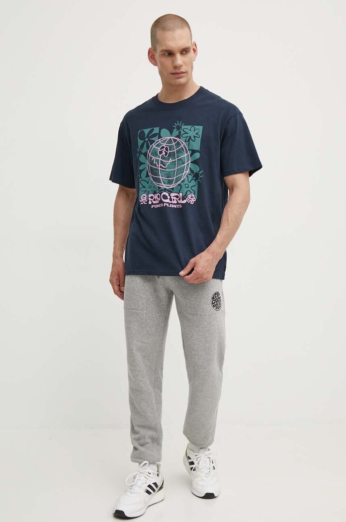 Βαμβακερό μπλουζάκι Rip Curl 0EVMTE σκούρο μπλε SS24