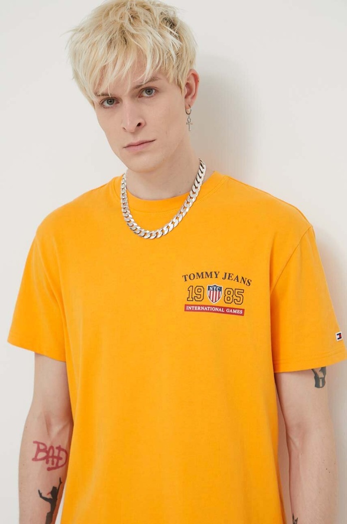Tommy Jeans T-shirt bawełniany Archive Games żółty DM0DM19545