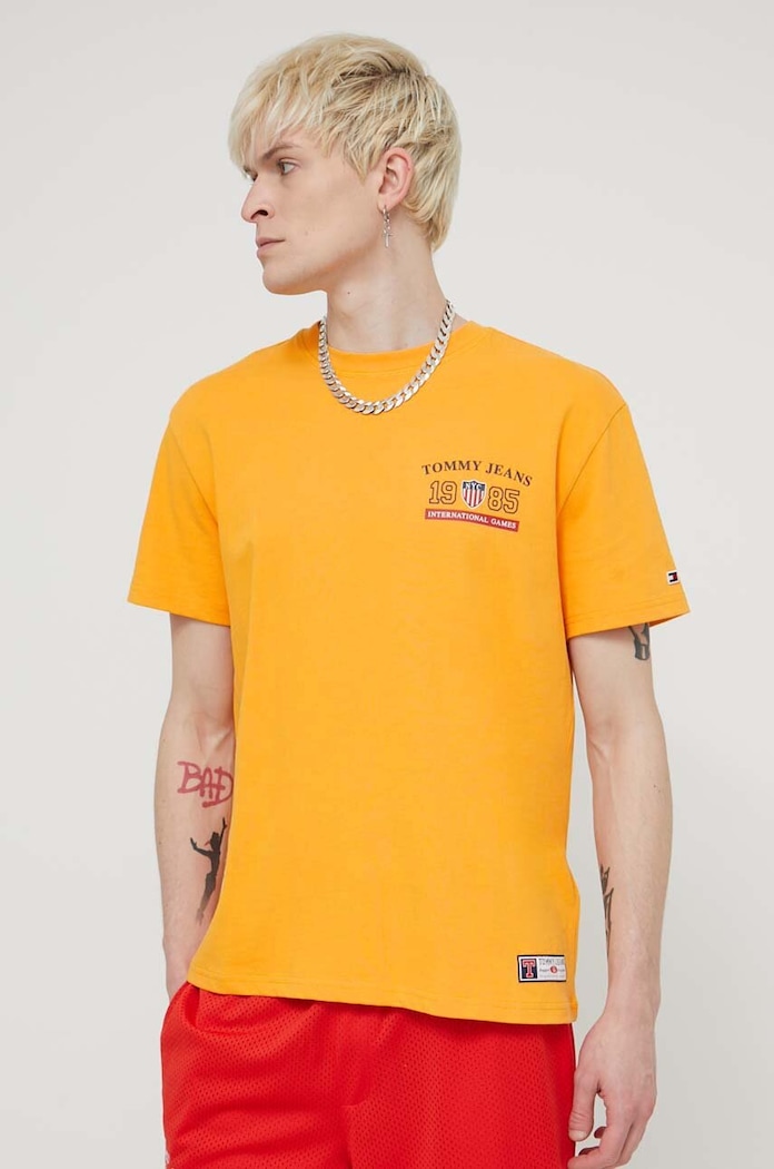 T-shirt bawełniany Archive Games Tommy Jeans DM0DM19545 żółty