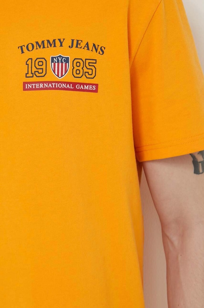 T-shirt bawełniany Archive Games Tommy Jeans żółty DM0DM19545