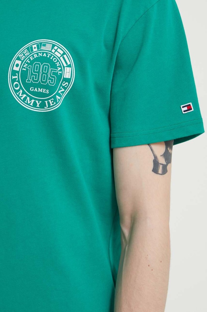 Tommy Jeans t-shirt bawełniany Archive Games DM0DM19545 zielony