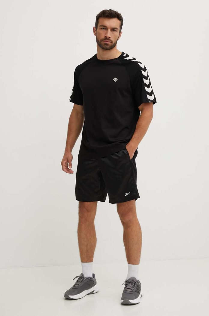 Hummel kratka majica moška bombažna Archive Loose 225258 črna AW25