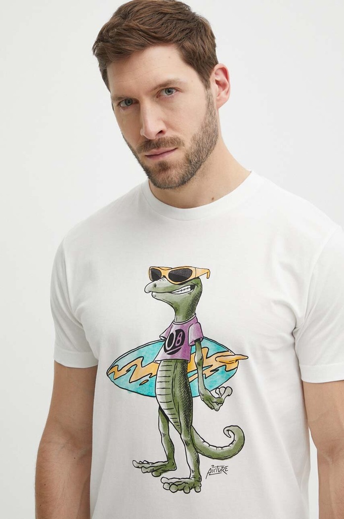 Picture t-shirt bawełniany Jecko nadruk biały MTS1139