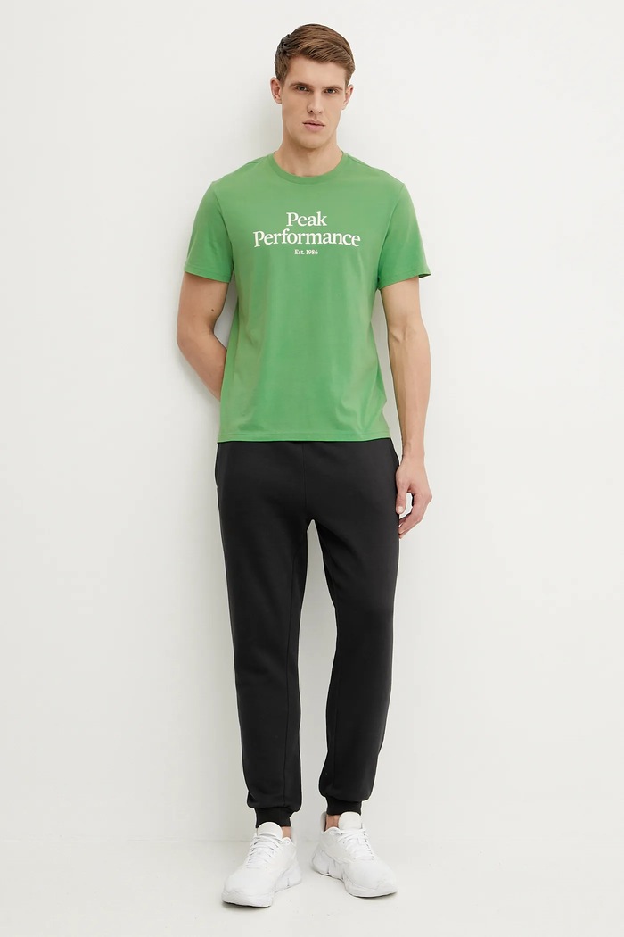 Pamučna majica Peak Performance G79567 zelena SS25