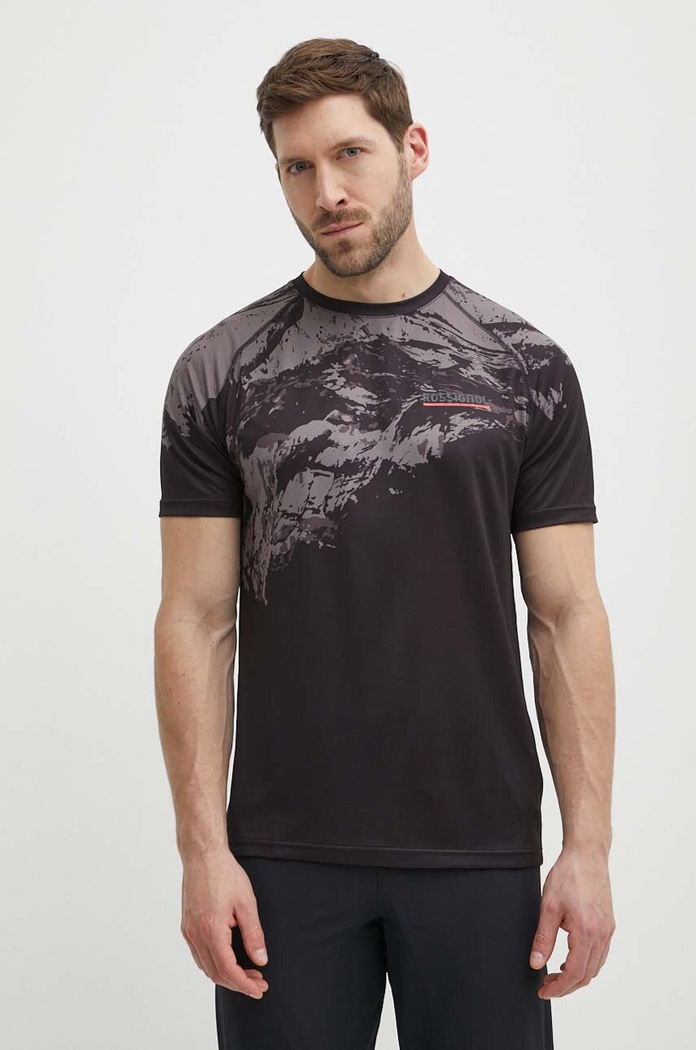 Sportska majica kratkih rukava Rossignol print crna RLLMY02