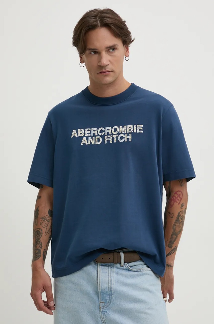 Bavlněné tričko Abercrombie & Fitch nášivka modrá KI123.3319.200