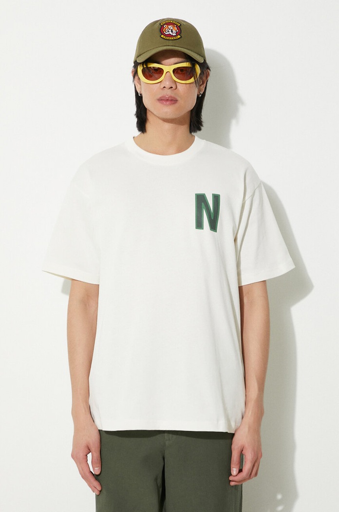 Norse Projects t-shirt bawełniany Simon Loose Organic nadruk beżowy N01.0659.0957