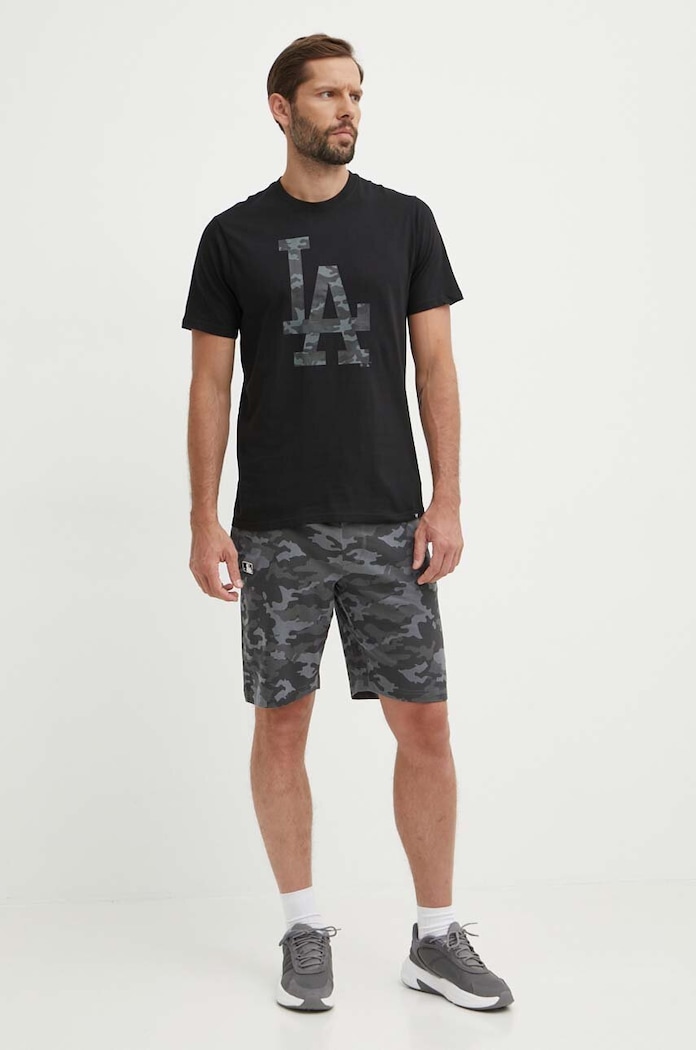 Памучна тениска 47 brand MLB Los Angeles Dodgers BB012TEMECH608510JK черен SS24