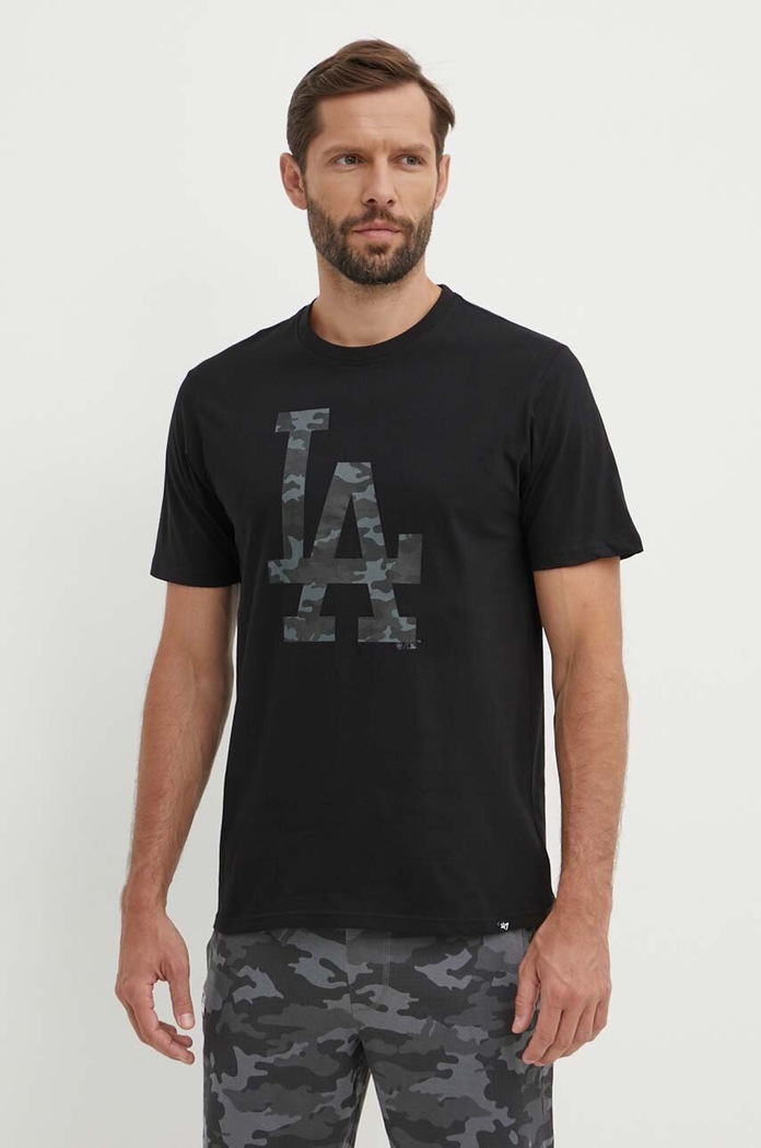 Памучна тениска 47 brand MLB Los Angeles Dodgers черен BB012TEMECH608510JK