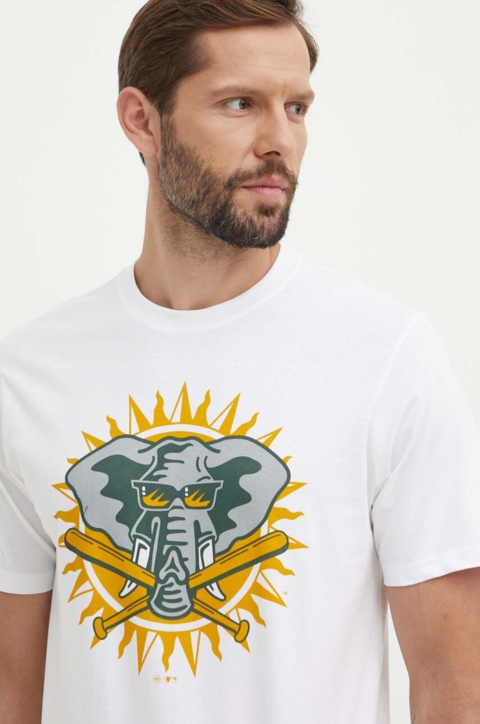 Pamučna majica 47 brand MLB Oakland Athletics bijela BC018TEMECH615133WW