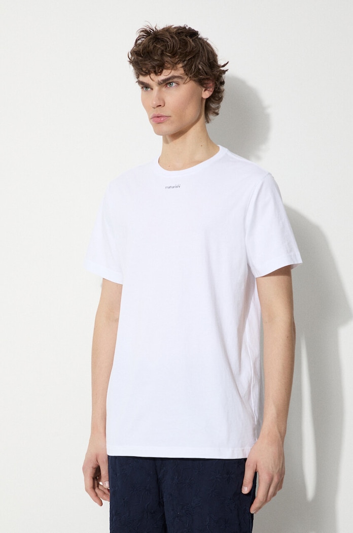 Bombažna kratka majica Maharishi Micro Maharishi bela 1307.WHITE