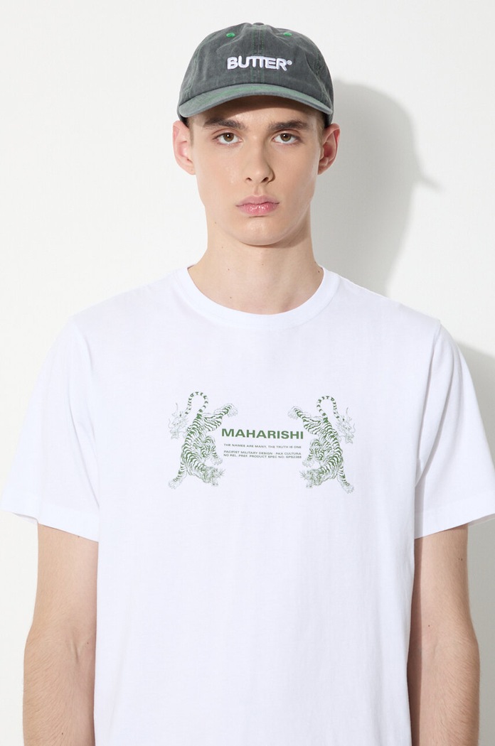 Bavlněné tričko Maharishi Double Tigers Miltype 1305.WHITE bílá