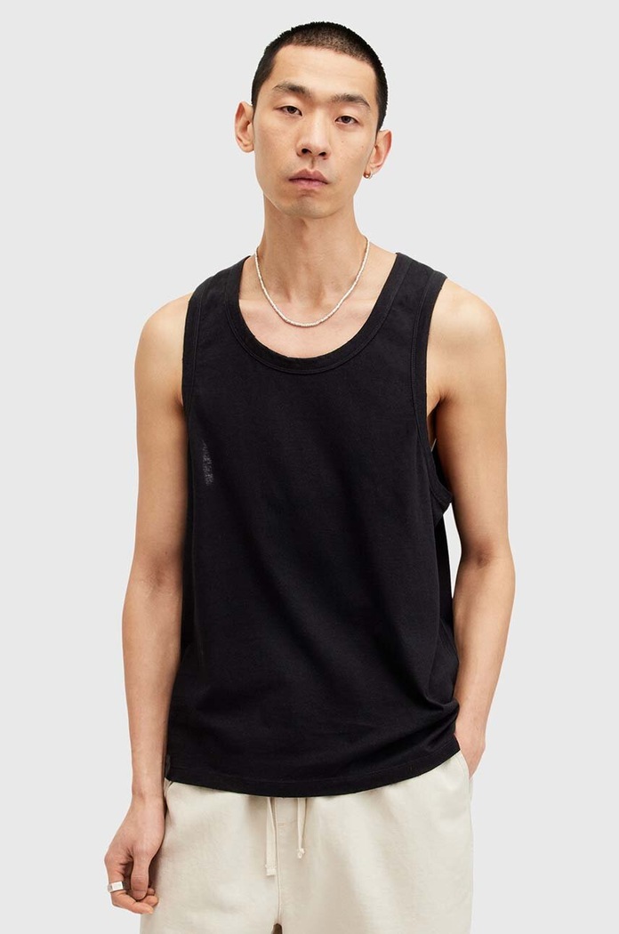Pamučni top AllSaints KENDRICK VEST bez uzorka crna M005JA